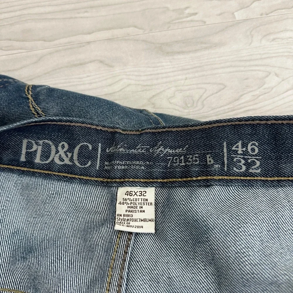 NEW PD&C Jeans Mens 46x32 Blue Milano Straight‎ Leg Denim Pants New